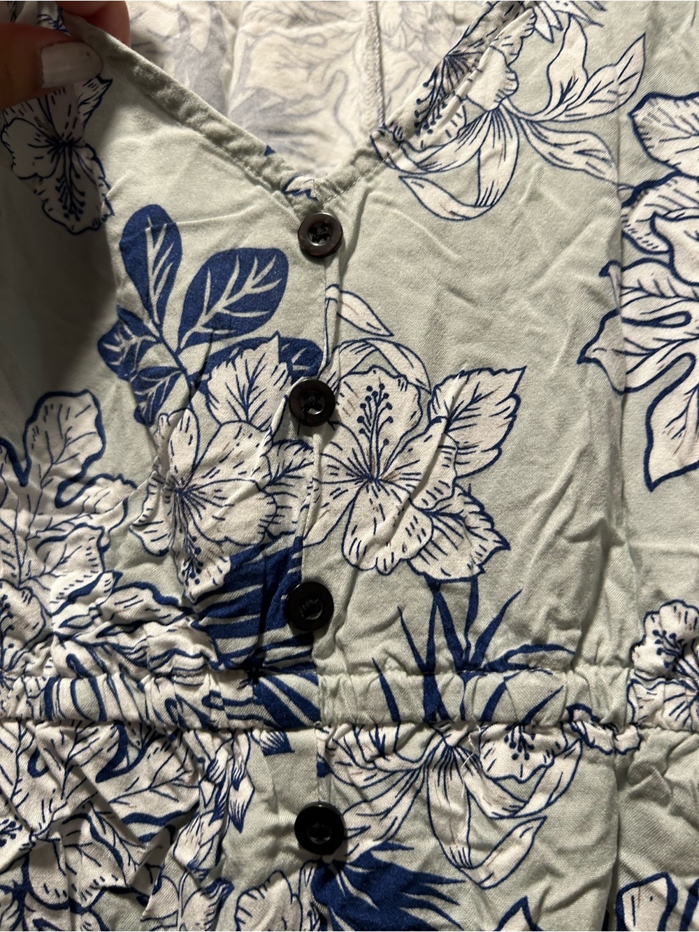 Lapis Floral Button-Front Midi Dress in Sage and Navy - Picture 4 of 5